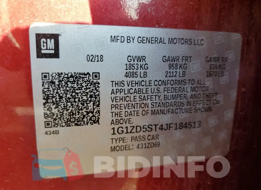 1G1ZD5ST4JF184513 Photo# 12