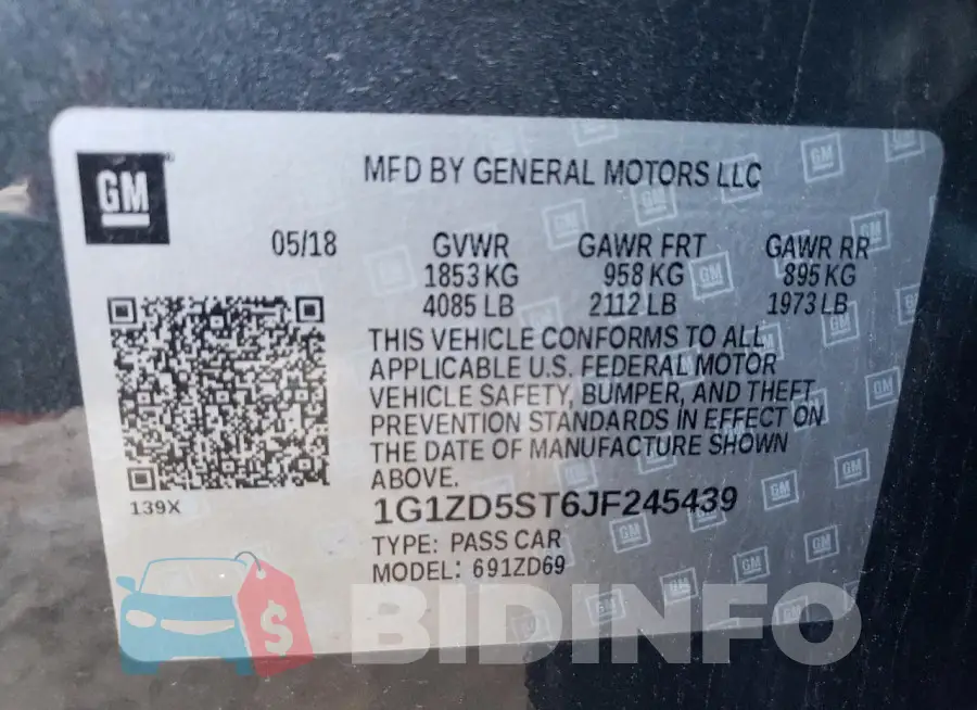 1G1ZD5ST6JF245439 Photo# 13