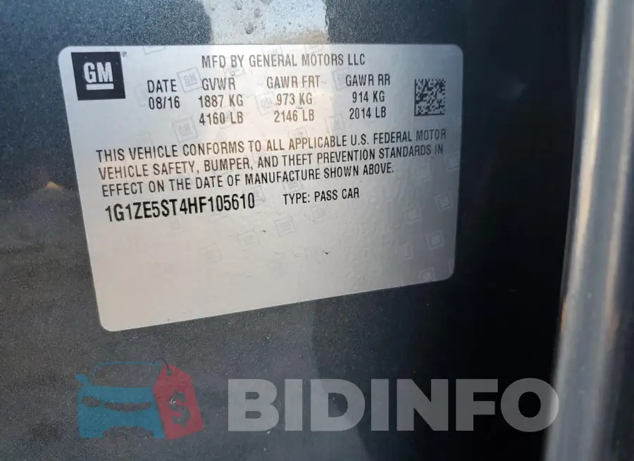 1G1ZE5ST4HF105610 Photo# 12