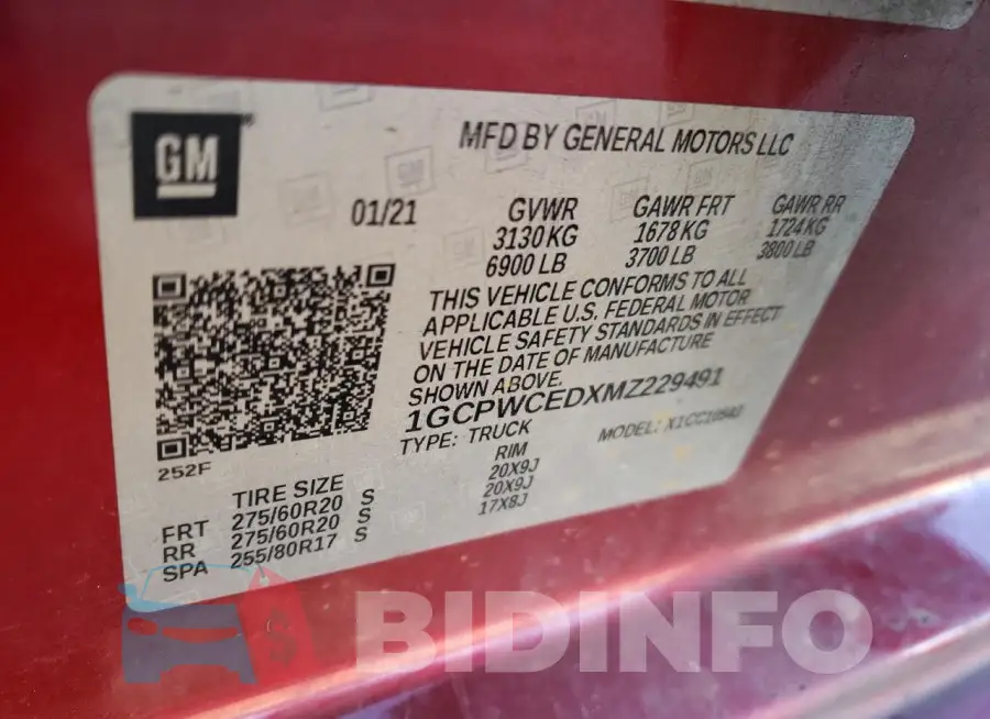 1GCPWCEDXMZ229491 Photo# 12