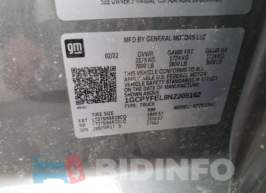 1GCPYFEL8NZ205162 Photo# 12