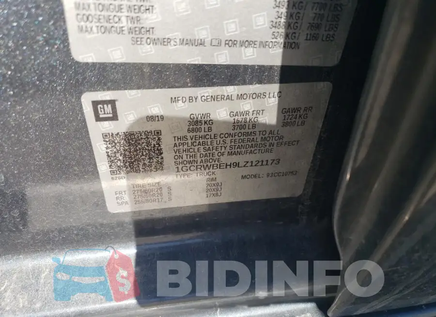 1GCRWBEH9LZ121173 Photo# 12