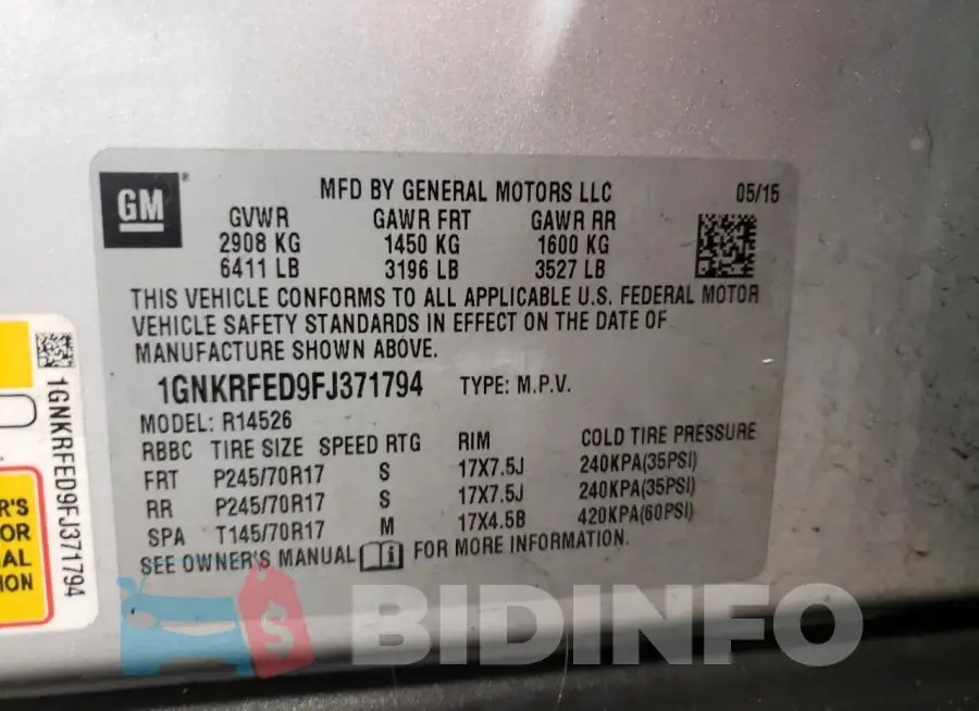 1GNKRFED9FJ371794 Photo# 13