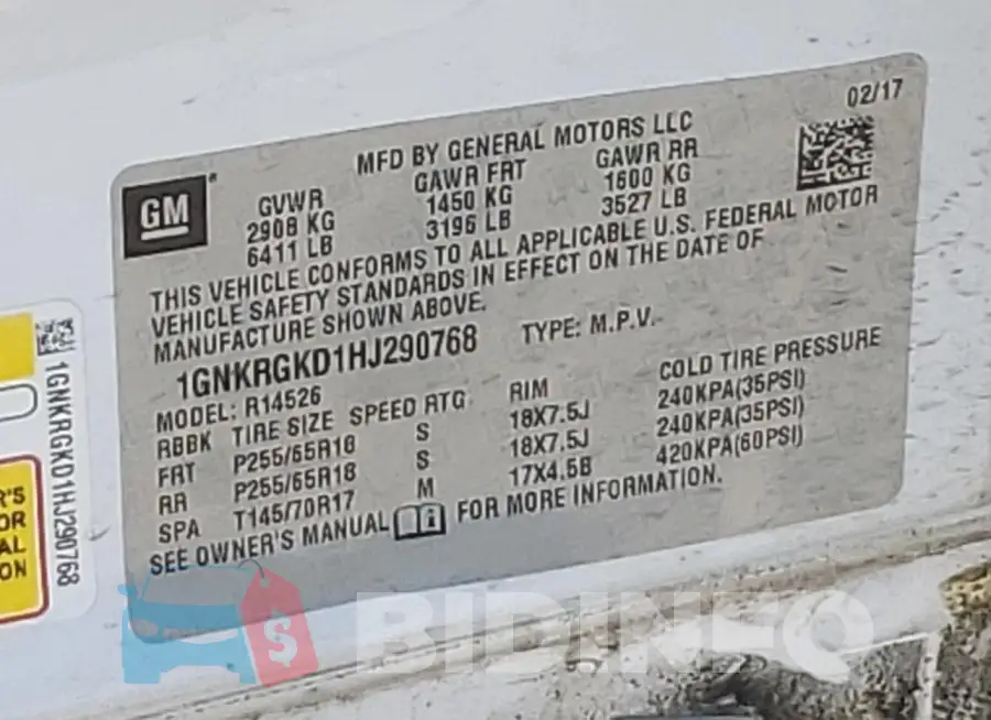 1GNKRGKD1HJ290768 Photo# 14