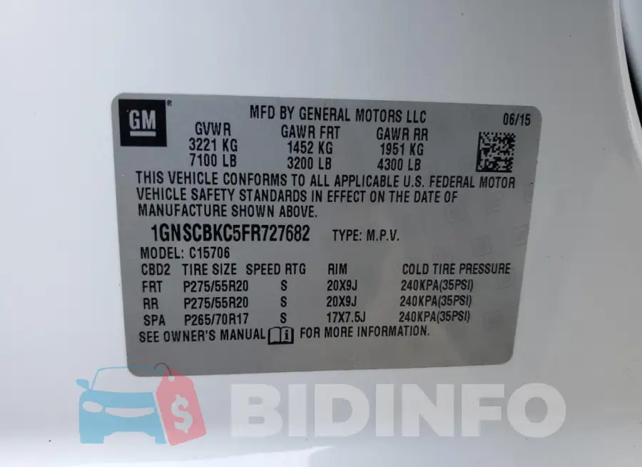 1GNSCBKC5FR727682 Photo# 14