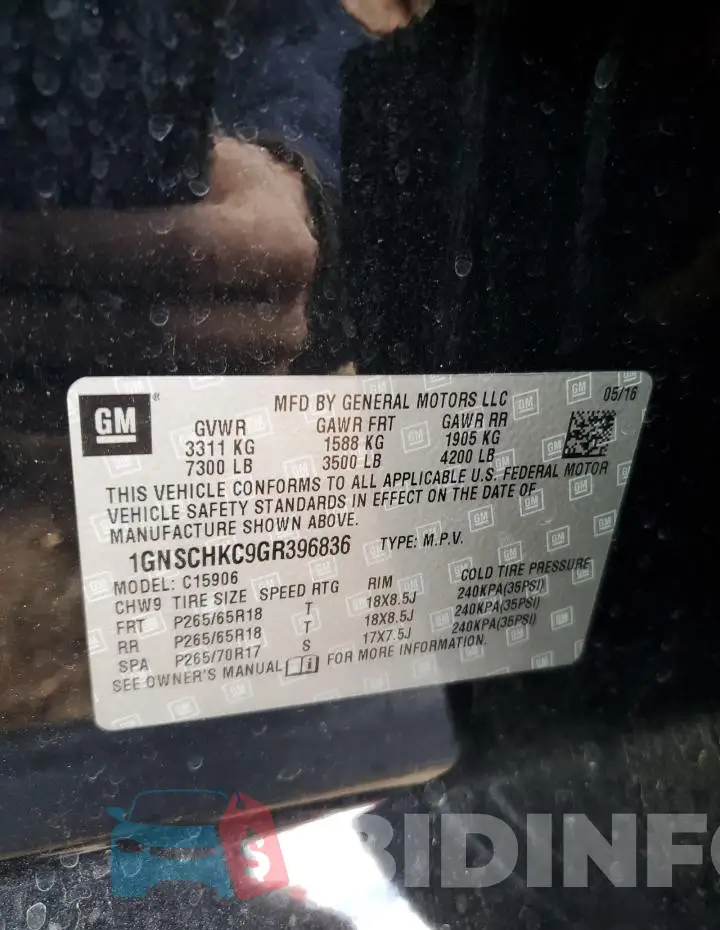 1GNSCHKC9GR396836 Photo# 13