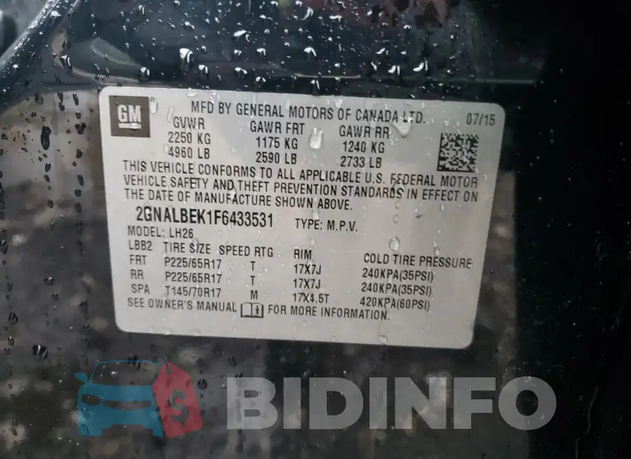 2GNALBEK1F6433531 Photo# 14
