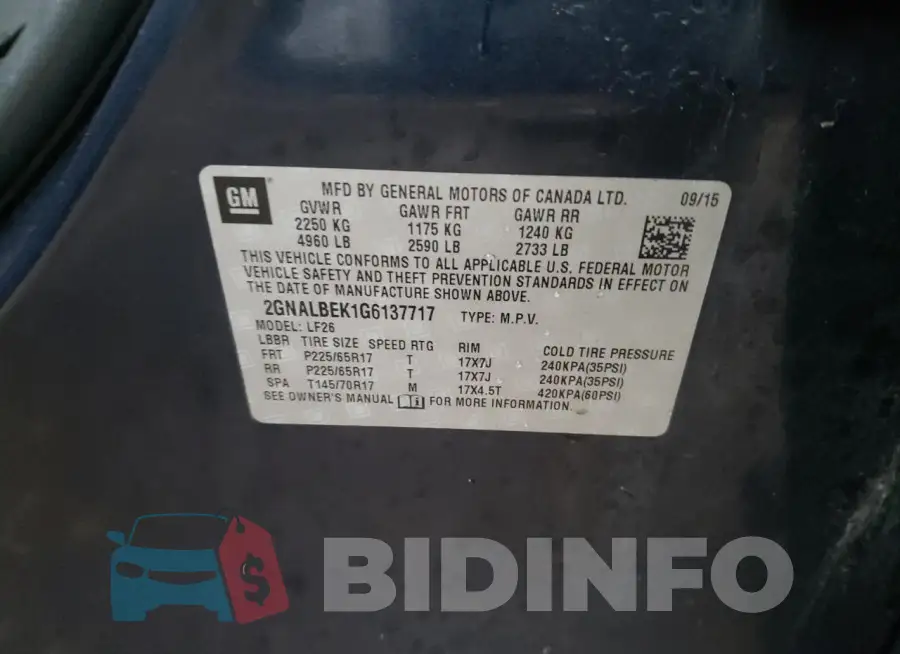 2GNALBEK1G6137717 Photo# 12