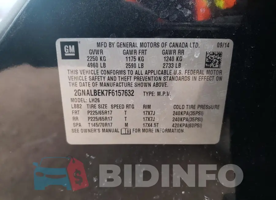 2GNALBEK7F6157632 Photo# 12