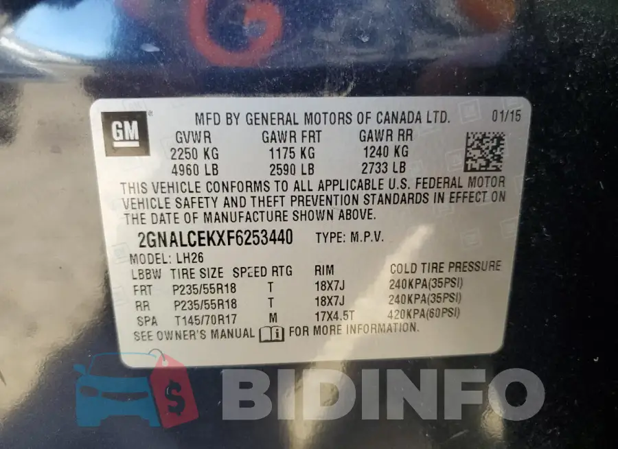 2GNALCEKXF6253440 Photo# 13