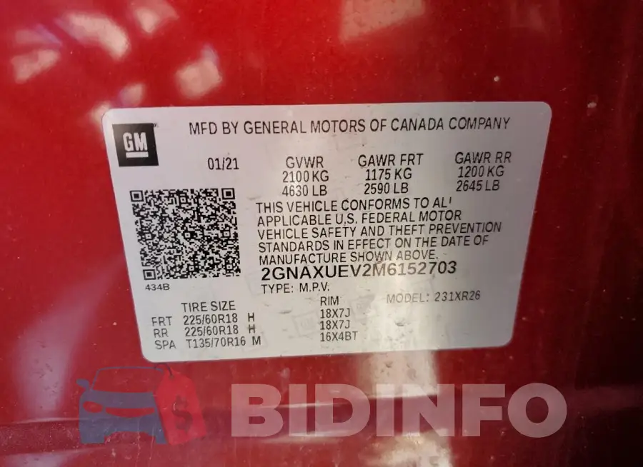 2GNAXUEV2M6152703 Photo# 13