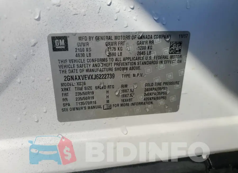 2GNAXVEVXJ6222739 Photo# 13