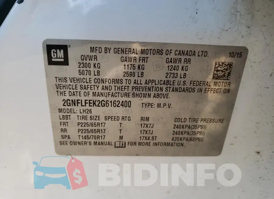2GNFLFEK2G6162400 Photo# 13