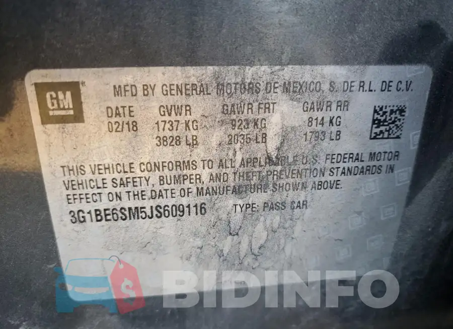 3G1BE6SM5JS609116 Photo# 13