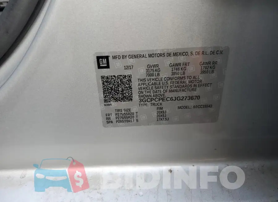 3GCPCPEC6JG273670 Photo# 12