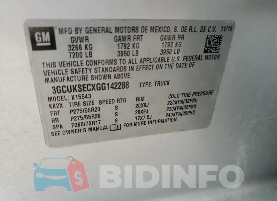3GCUKSECXGG142288 Photo# 12