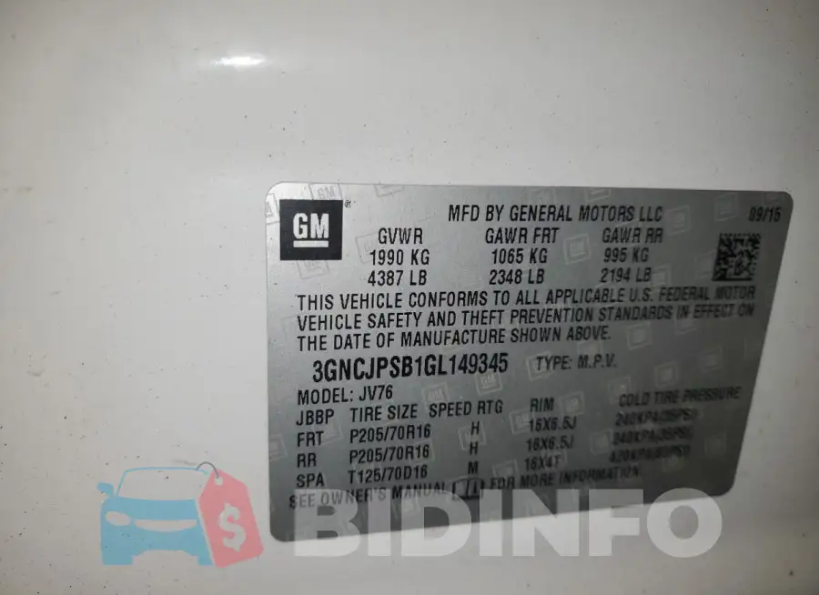 3GNCJPSB1GL149345 Photo# 13