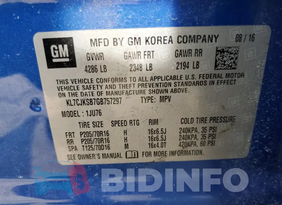 KL7CJKSB7GB757297 Photo# 12