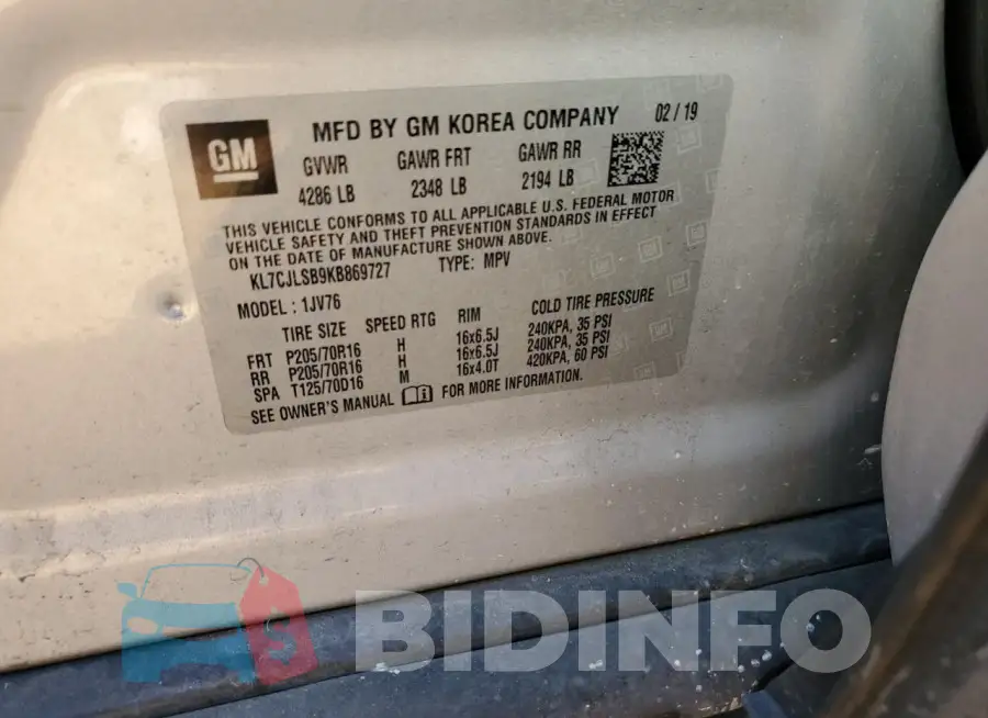 KL7CJLSB9KB869727 Photo# 13