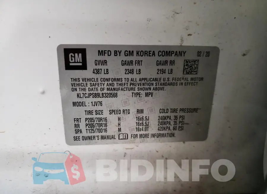 KL7CJPSB9LB320568 Photo# 13