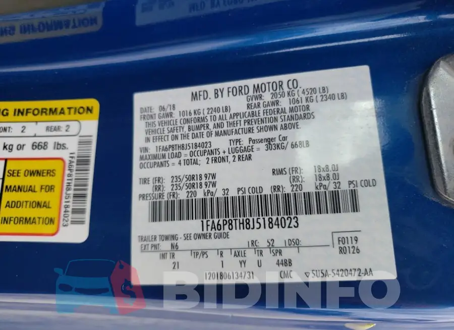 1FA6P8TH8J5184023 Photo# 12