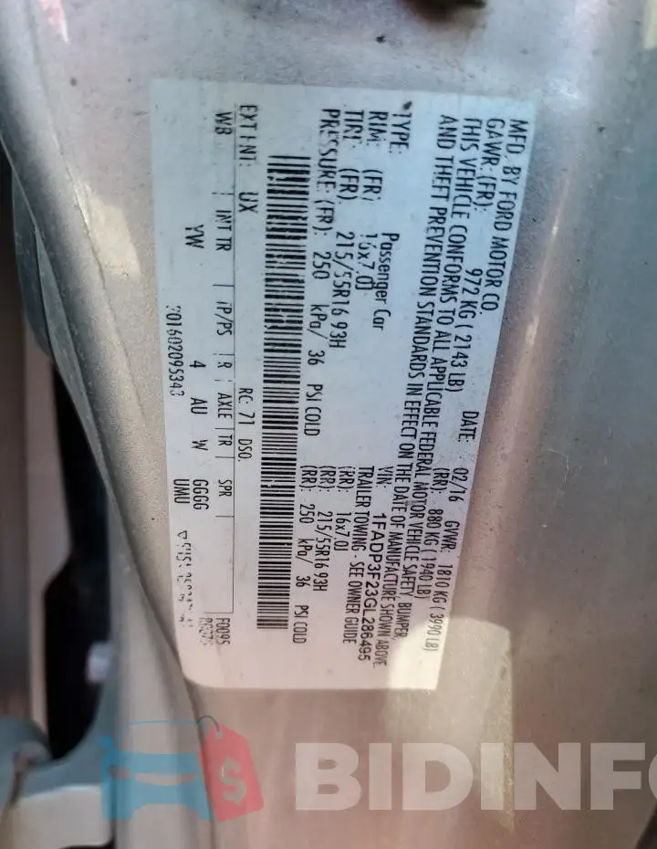 1FADP3F23GL286495 Photo# 12