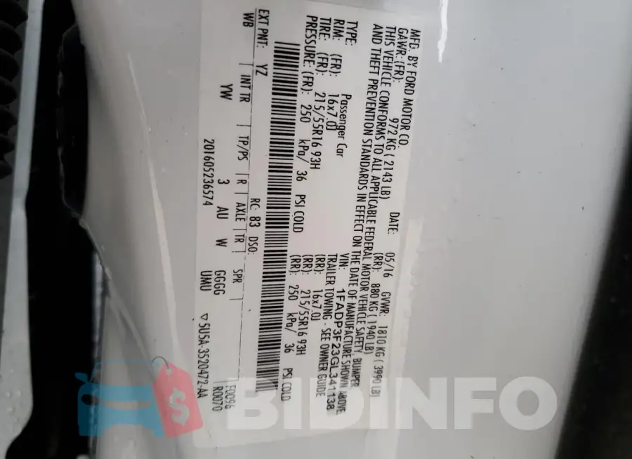 1FADP3F23GL341138 Photo# 13
