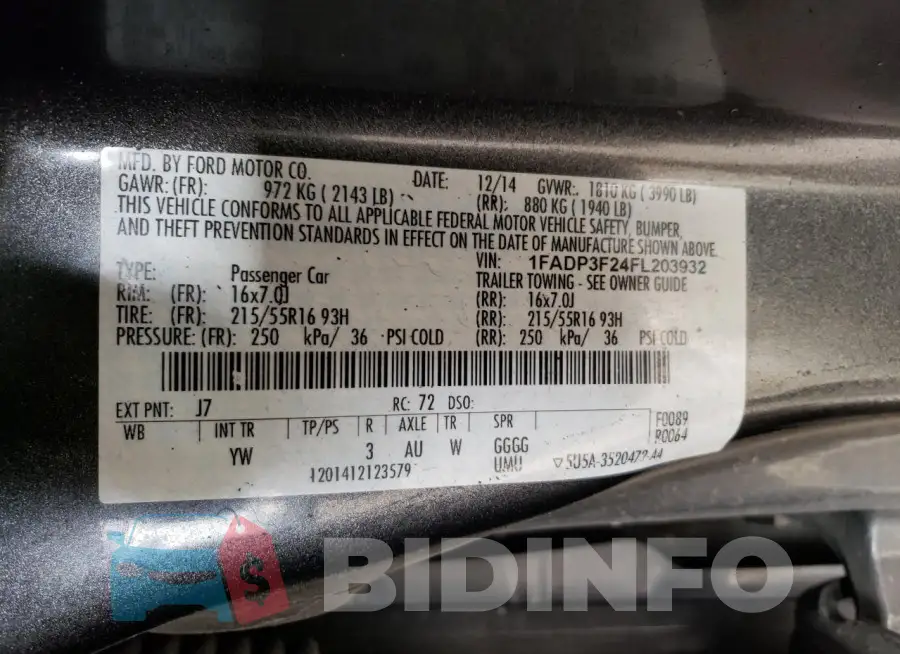1FADP3F24FL203932 Photo# 12