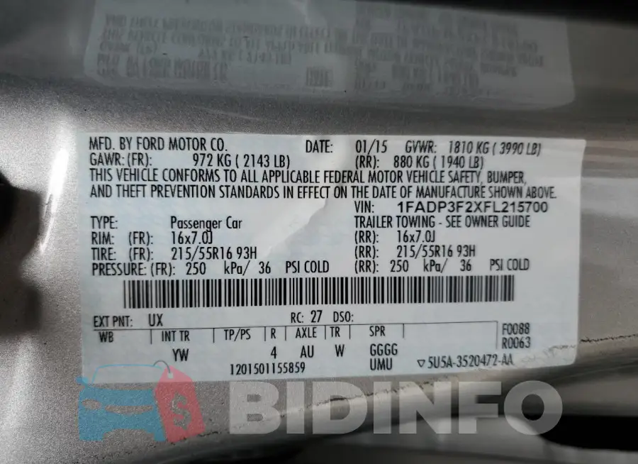 1FADP3F2XFL215700 Photo# 12