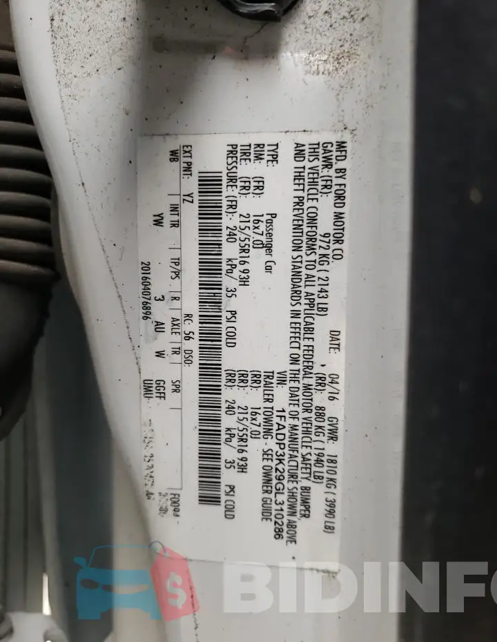 1FADP3K29GL310286 Photo# 12