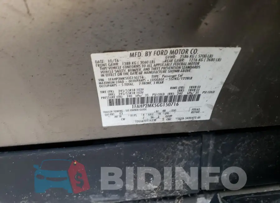 1FAHP2MK5GG150716 Photo# 13