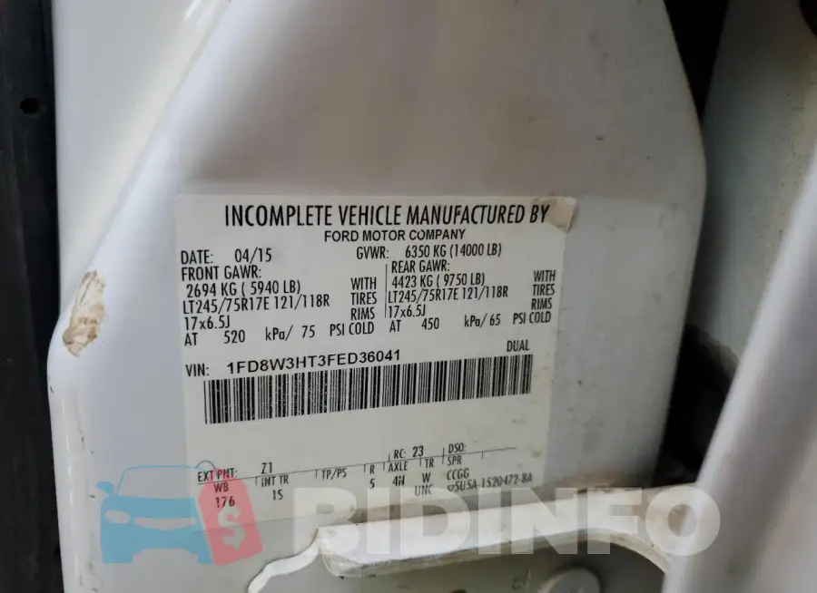 1FD8W3HT3FED36041 Photo# 12