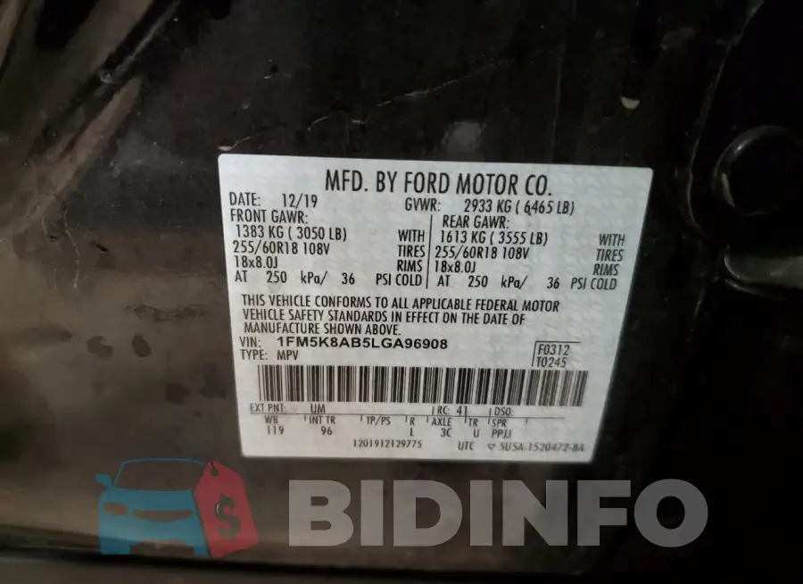 1FM5K8AB5LGA96908 Photo# 14