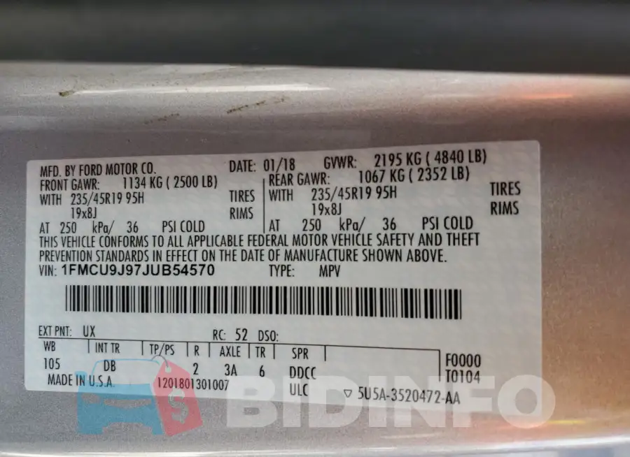 1FMCU9J97JUB54570 Photo# 13