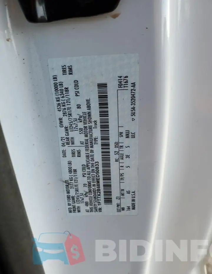 1FT7X2B68MED50833 Photo# 12