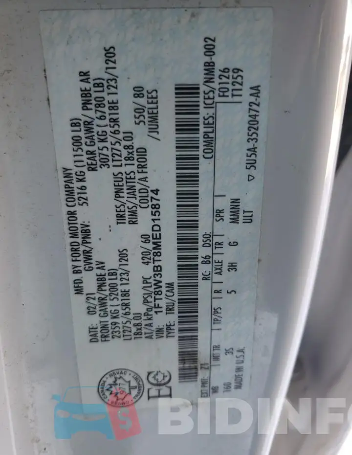 1FT8W3BT8MED15874 Photo# 12