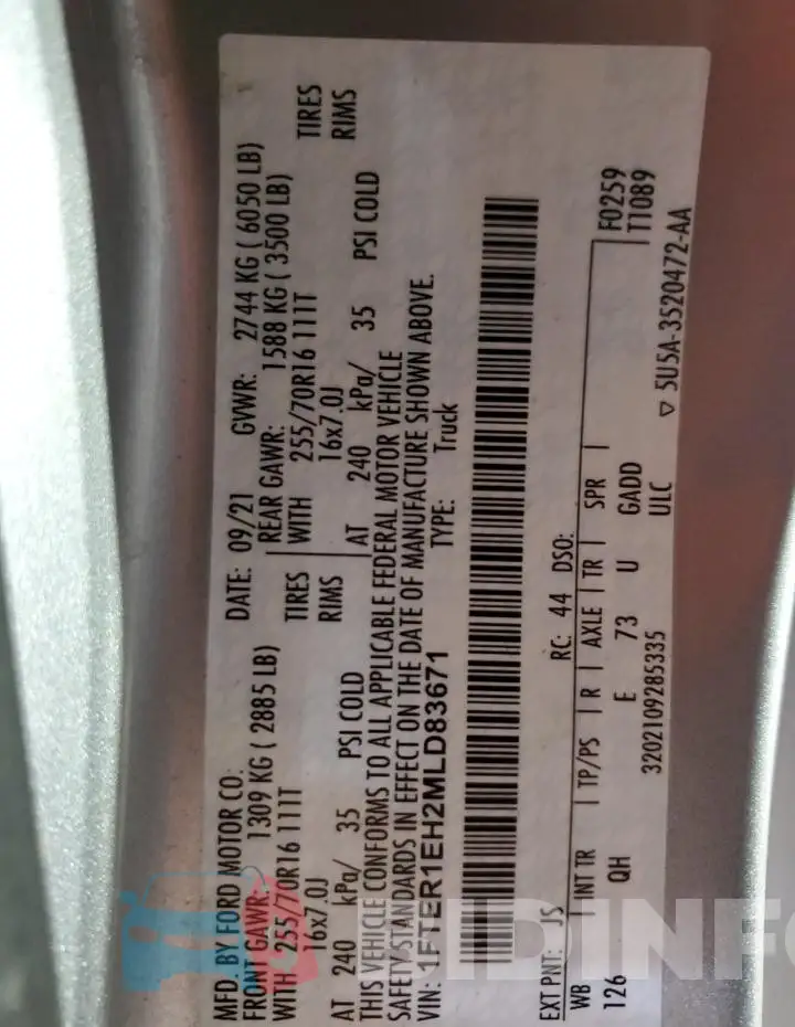 1FTER1EH2MLD83671 Photo# 12