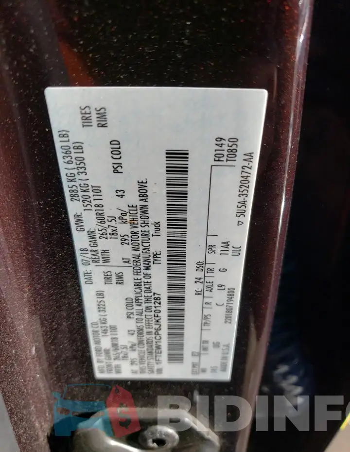 1FTEW1CP6JKF01287 Photo# 12