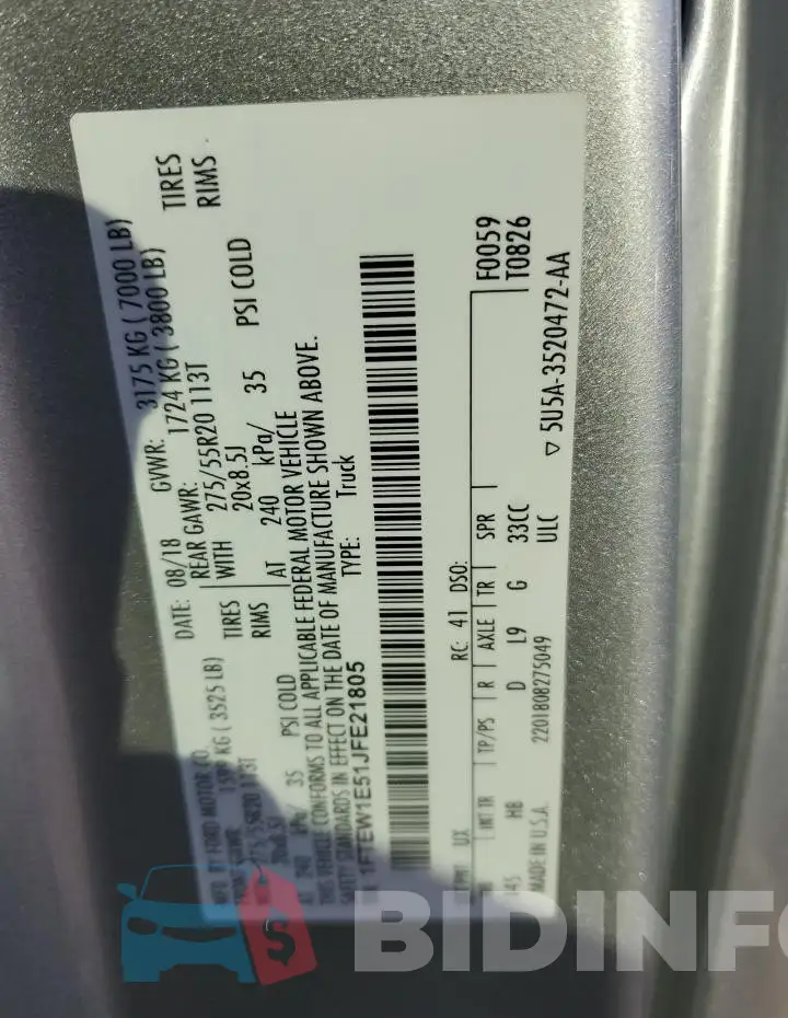 1FTEW1E51JFE21805 Photo# 14