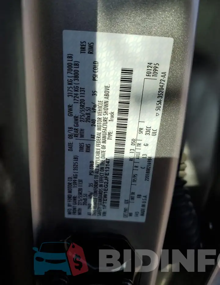 1FTEW1EG2JFE13147 Photo# 12