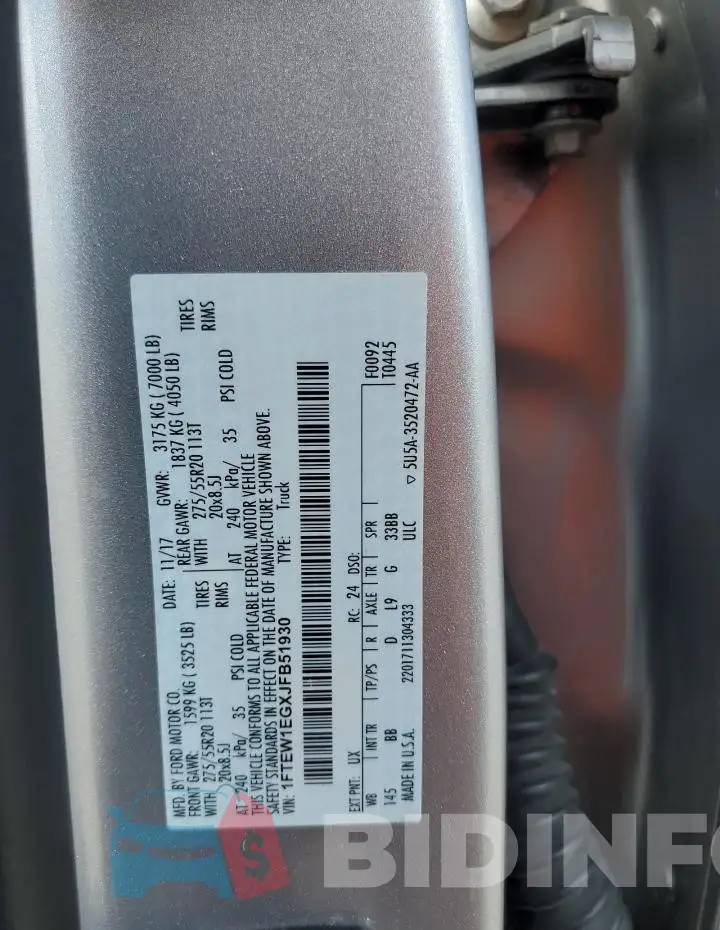 1FTEW1EGXJFB51930 Photo# 12