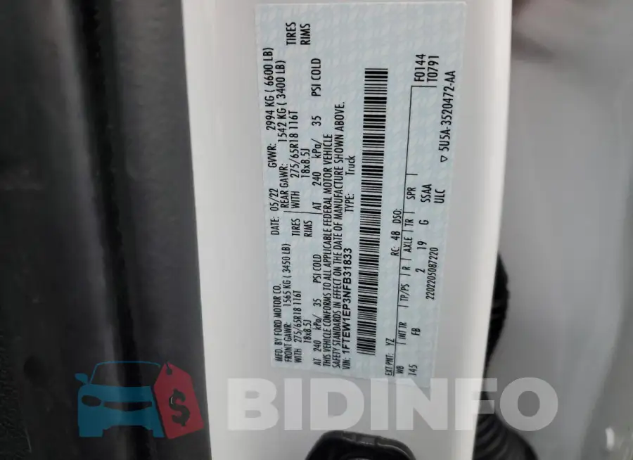 1FTEW1EP3NFB31833 Photo# 12