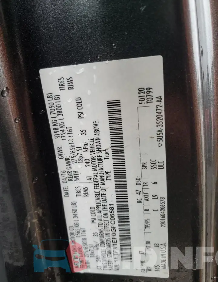 1FTFX1EF0GFC06581 Photo# 12