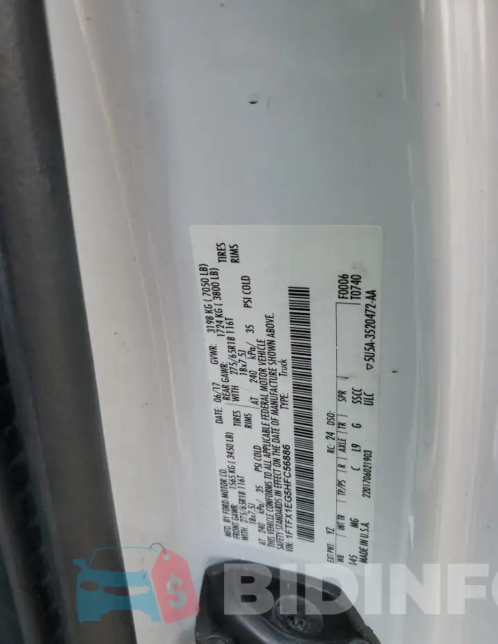 1FTFX1EG5HFC56886 Photo# 12
