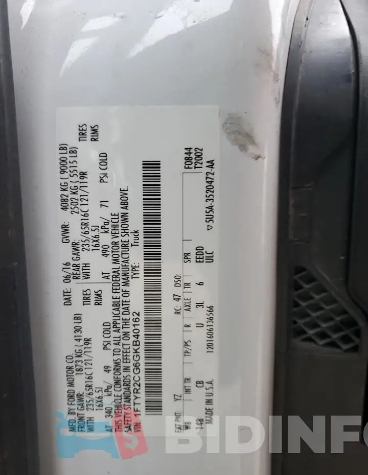 1FTYR2CG6GKB40162 Photo# 13