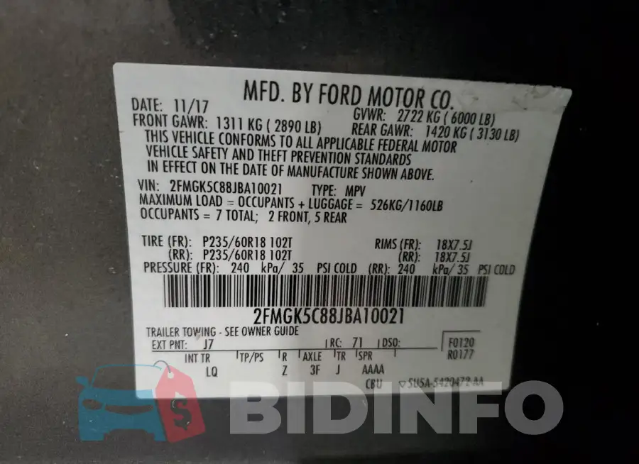 2FMGK5C88JBA10021 Photo# 13