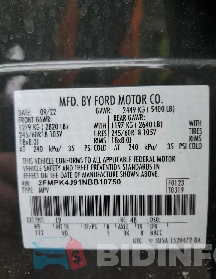 2FMPK4J91NBB10750 Photo# 13