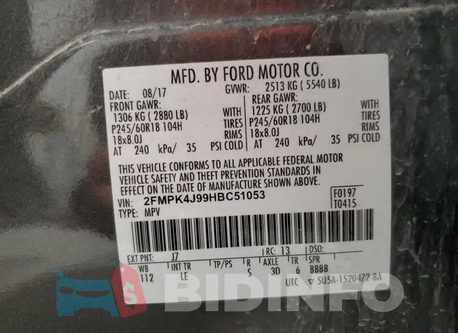 2FMPK4J99HBC51053 Photo# 13