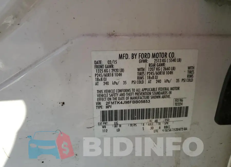 2FMTK4J98FBB05853 Photo# 14