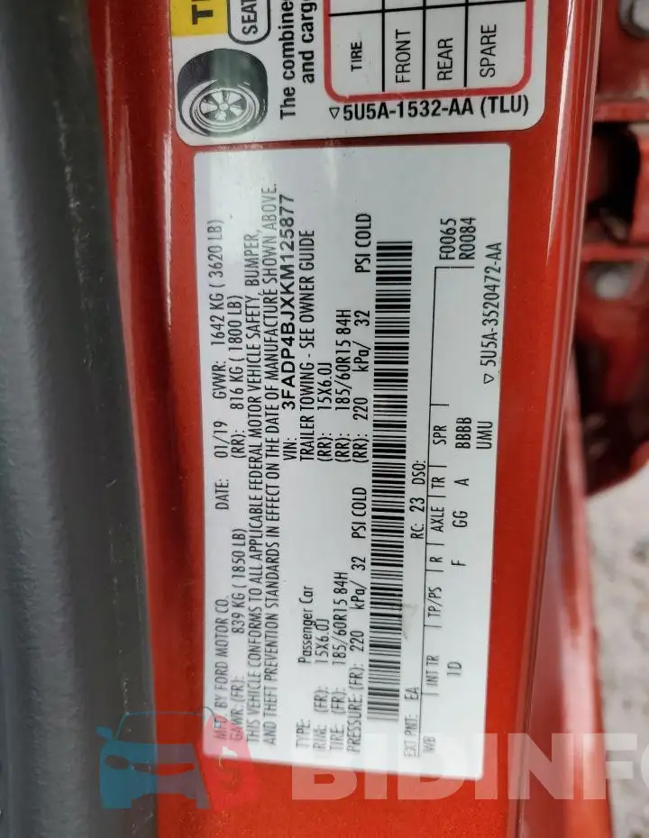 3FADP4BJXKM125877 Photo# 12